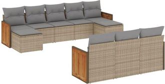 vidaXL Juego De Sof&aacute;s Jard&iacute;n Con Cojines Beige 10 Pzas Rat&aacute;n Sint&eacute;tico Vidaxl