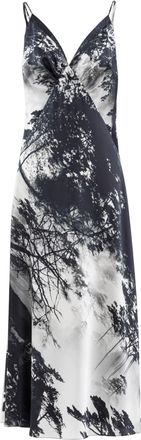 Saiid Kobeisy Vibrant Printed Midi Dress with Flattering V Neckline