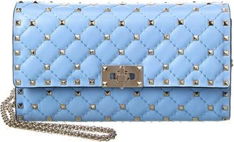Valentino Rockstud Spike Leather Wallet On Chain