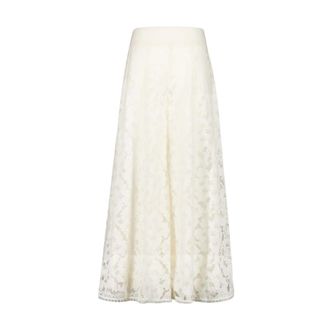 Zimmermann Cream Lace Culottes - female - Zimmermann - Wide Trousers - Beige - M - Trousers