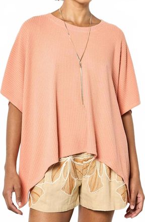Apricot Waffle Hanky Hem Oversized Tee In Coral