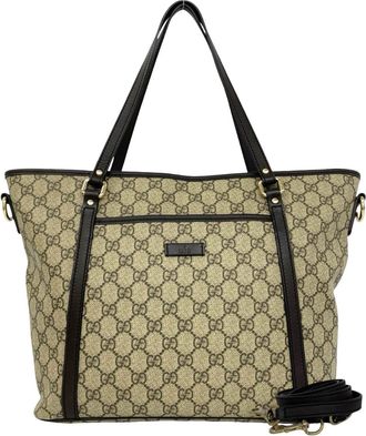 Gucci Beige Brown Pvc Leather Handbag Shoulder Bag Tote Bag (Pre-Owned)
