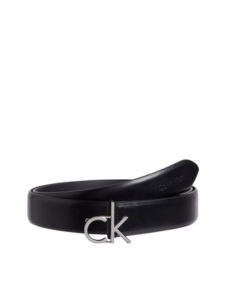 Calvin Klein Lederg&uuml;rtel CALVIN KLEIN CK BUCKLE BELT 30MM, Damen, Gr. 85, schwarz (schwarz, pewter), Rindsleder, G&uuml;rtel Lederg&uuml;rtel