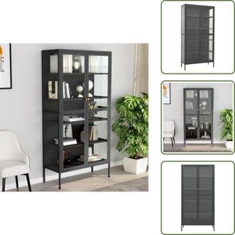 vidaXL The Living Store Vetrina Antracite 90x40x180 cm in Acciaio e Vetro Temperato - Vetrina in vetro temperato