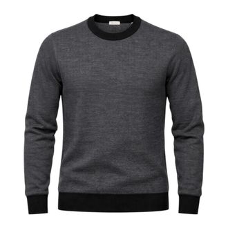 Stenstr&ouml;ms Structure Knit Jumper with Contrast Trim - male - Stenstr&ouml;ms - Round-neck Knitwear - Black - 3XL - Knitwear