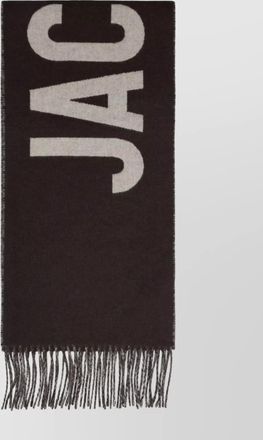 Jacquemus virgin wool fringed logo-intarsia scarf