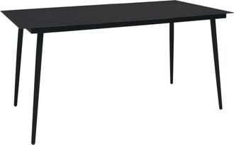 vidaXL Mesa De Comedor De Jard&iacute;n Acero Y Vidrio Negra 150x80x74 Cm Vidaxl
