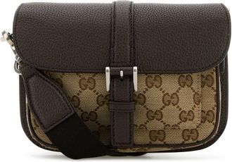 Gucci Brown Leather Mini Gg Crossbody Bag