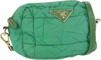 Prada Pre-owned Cross Body Bags, female, Green, Size: ONE SIZE Pre-owned Vintage Nylon Shoulder Bag