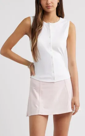 BP. Cotton Blend Button-Up Tank in White at Nordstrom, Size Xx-Small