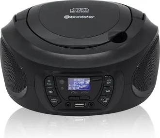 Roadstar Cdr-375d+/bk Radio Port&aacute;til Dab Dab+ Fm, Reproductor Cd-mp3, Usb, Aux-in, Mando A Distancia, Reloj Alarma Negro