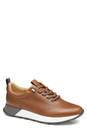 Johnston & Murphy Kinnon Perforated Leather Jogger Sneaker in Dark Tan Full Grain at Nordstrom, Size 10.5