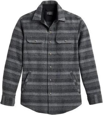Pendleton Forrest Twill Snap Shirt In Grey Mix Stripe