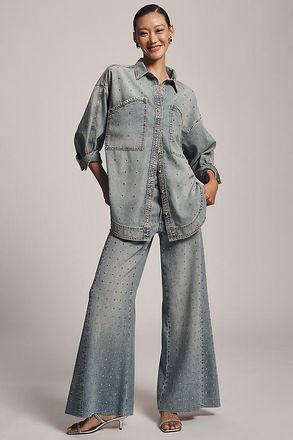 Pilcro The Adi Mid-Rise Studded Flare Jeans by Pilcro