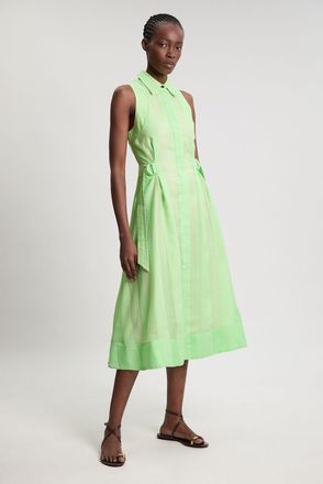 Karen Millen Womens Textured Organza Mix Sleeveless Shirt Dress - Green - Size 12 UK