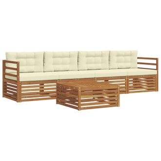 vidaXL Conjunto De Sof&aacute;s De Exterior Con Coj&iacute;n 5 Pcs Natural Y Crema Vidaxl