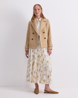 Sportscraft Wool-Blend Pea Coat in Tan at Nordstrom, Size 12