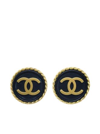 Chanel 1995 CC button clip-on earrings - women - Acrylic/Gold Plated - One Size