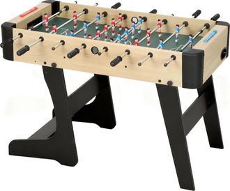 OEM Futbol&iacute;n Para Ni&ntilde;os De Madera Plegable Mesa De Futbol&iacute;n Con 2 Marcadores 8 Barras 22 Jugadores 118x107,5x78 Cm Natural