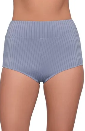 S3 Smoothing and Sculpting Ribbed Ultra High-Waist Swim Shorts in Iris at Nordstrom, Size X-Large