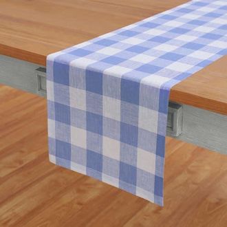 Solino Home Linen Table Runner for Dining Table, Holiday and Everyday Table Decor - Buffalo Check in Hydrangea Blue at Nordstrom, Size X-Large