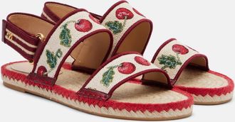 Valentino Garavani Leather-trimmed espadrille sandals