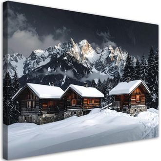 Feeby Cuadro En Lienzo, Paisaje Invernal De Monta&ntilde;a Naturaleza, 120x80