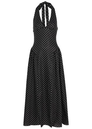 Faithfull The Brand La Cala Polka dot Linen Midi Dress - Black And White - S (UK8-10 / S)