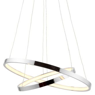 Loops LED Ceiling Pendant Light 20.5W Warm White Chrome Infinity Ring Strip Feature