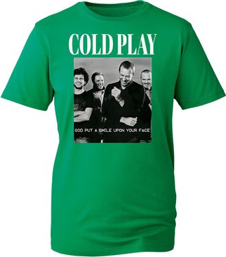 Generic Cold-Plays Band Graphic T-Shirt - Music of The Spheres UK Tour 2025 - God Put a Smile Upon Your Face Tee (KellyGreen, S Years)