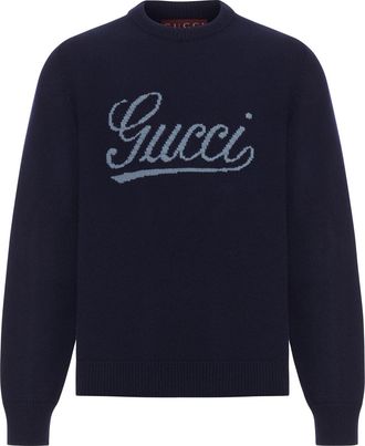Gucci WOOL SWEATER WITH CONTRASTING FRONT GUCCI LOGO - Gucci - Man