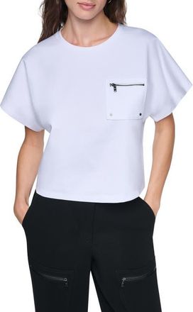 DKNY Zip Pocket Dolman Sleeve T-Shirt in White at Nordstrom, Size X-Small