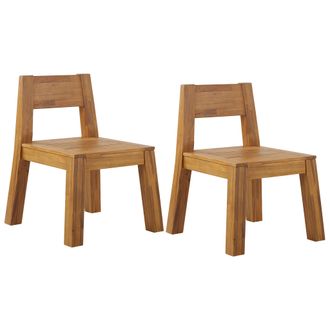 Beliani Beliani - Conjunto De 2 Sillas De Jard&iacute;n De Madera De Acacia Clara Laminada R&uacute;stico Livorno