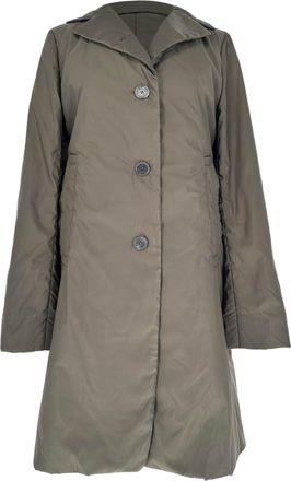 Jil Sander Single-Breasted Padded Coat in Brown Polyester