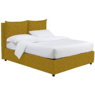 Dmora Letto Matrimoniale Formby, Sfoderabile, Contenitore Made in Italy, Giallo Ocra