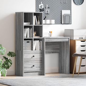 Berkfield Home Desk with Storage Grey Sonoma Engineered Wood
