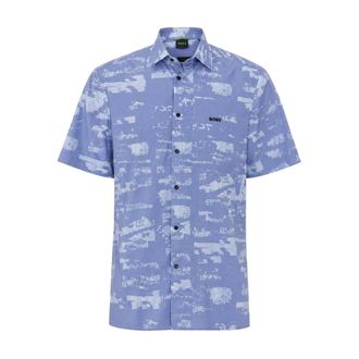 HUGO BOSS Heren, Overhemden, Blauw, Maat: L Poliester