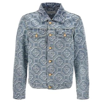 Casablanca Mens Classic Monogram Bleached Blue Denim Jacket Cotton - Size Small