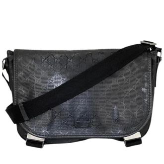 Gucci Pre-owned Messenger GG Supreme Medium Double Buckle Flap Schoudertas Crossbody - Heren - Vintage Schoudertas - Zwart - ONE Size - Vintage