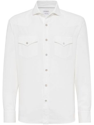 Brunello Cucinelli corduroy cotton shirt - White