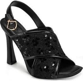Karl Lagerfeld Colbie Sequin X-Band Sandal in Black at Nordstrom Rack, Size 8.5