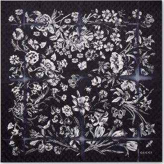 Gucci Printed Silk Jacquard Carr&eacute;, Black, Silk