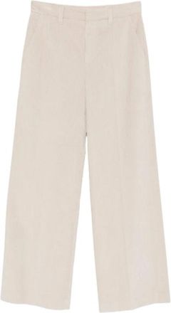 Brunello Cucinelli Loose Broeken - Dames - Wijde Broeken - Wit - M - Katoen - Broeken