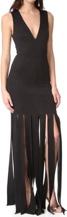 Zac Posen Melody Sleeveless Ponte Column Slits Gown In Black