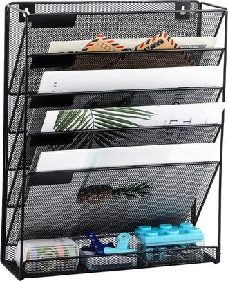 OEM Archivador De Pared, Archivador Met&aacute;lico Colgante, Organizador De Archivos, Organizar Peri&oacute;dicos, Revistas, Documentos Y Correo, Negro