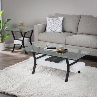 SEI Darvette Glass Top Coffee Table