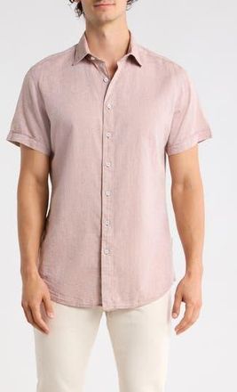 Rodd & Gunn Baywater Short Sleeve Linen & Cotton Button-Up Shirt in Brick at Nordstrom Rack, Size Xx-Large