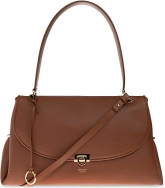 Ferragamo Gancini Grote Schoudertas - Dames - Schoudertassen - Bruin - ONE Size - Leer - Tassen