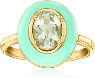 Ross-Simons Prasiolite Ring With Pastel Green Enamel in 18kt Gold Over Sterling