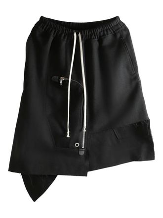 Rick Owens Dracca drawstring asymmetric mini skirt - women - Wool - 38 - Black